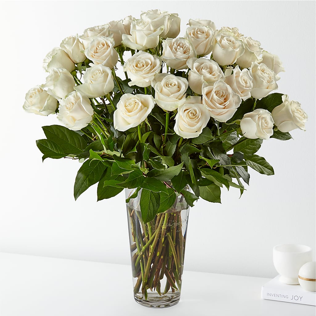 Long Stem White Rose Bouquet – House Of Flowers, Breckenridge TX