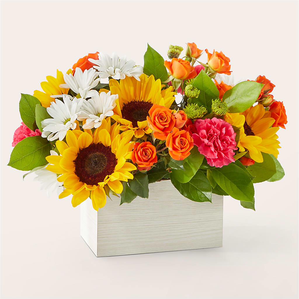 Sun-drenched Blooms Box Bouquet – House Of Flowers, Breckenridge TX