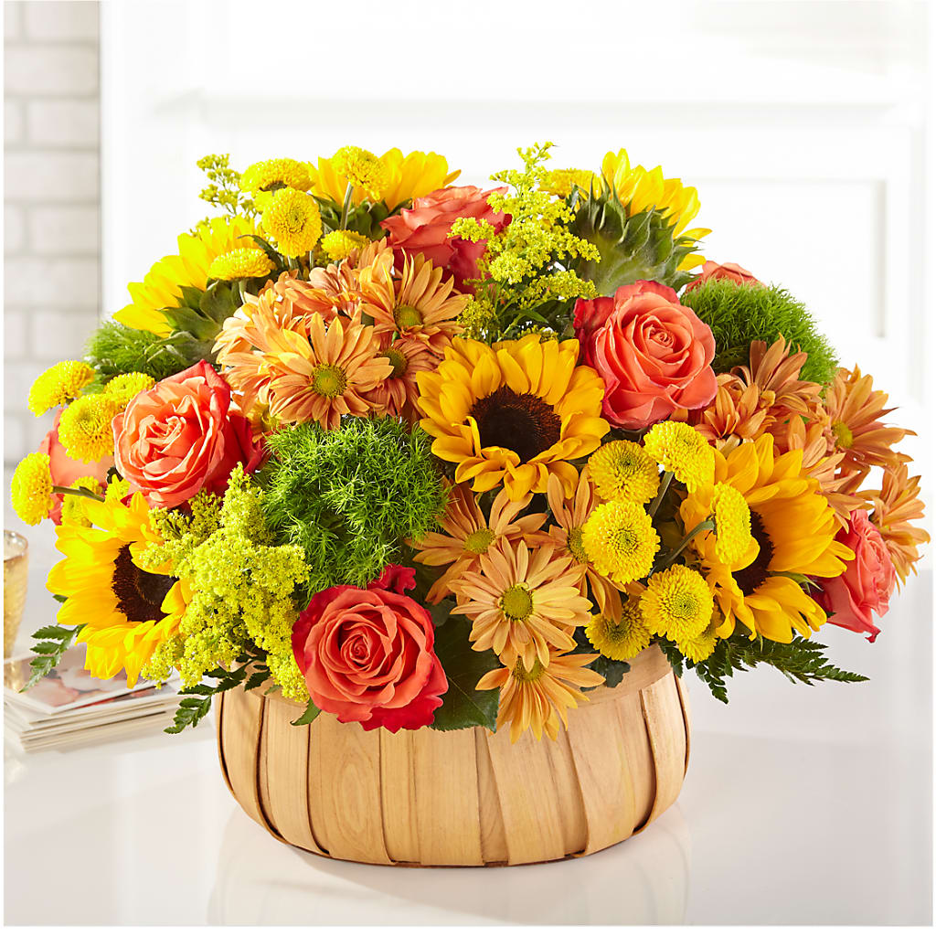 Harvest Sunflower Basket – House Of Flowers, Breckenridge TX