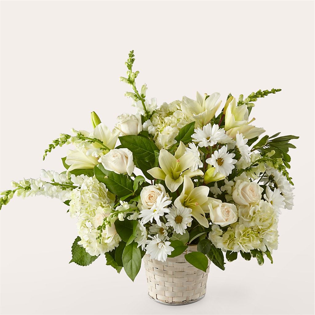 Ivory Elegance Floral Basket – House Of Flowers, Breckenridge TX